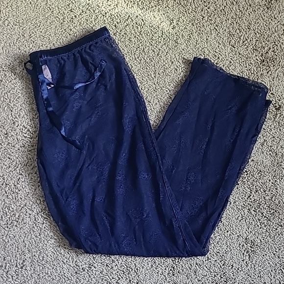 Victoria's Secret Navy Mesh Lace Drawstring Pajama Pants - Picture 1 of 9